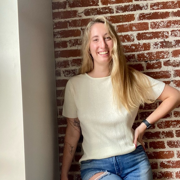 Kasper off white knit top - Picture 4 of 6